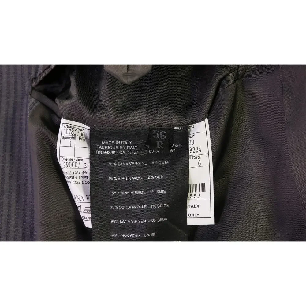 Prada Gray Tonestripe Wool Silk 2-Btn Blazer Jacket 46R